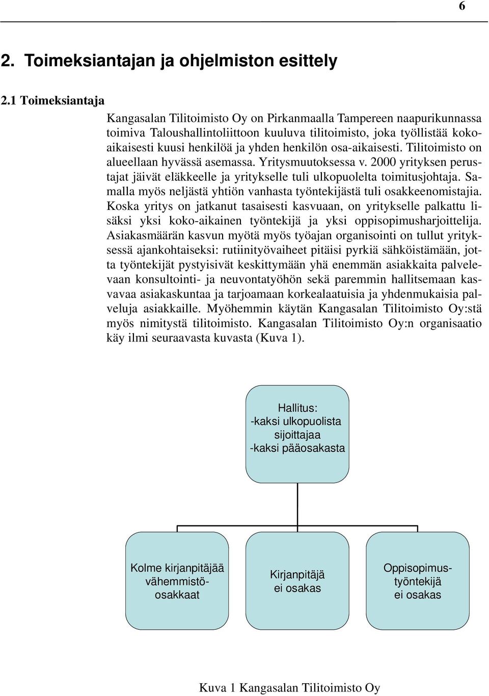 henkilön osa-aikaisesti. Tilitoimisto on alueellaan hyvässä asemassa. Yritysmuutoksessa v. 2000 yrityksen perustajat jäivät eläkkeelle ja yritykselle tuli ulkopuolelta toimitusjohtaja.