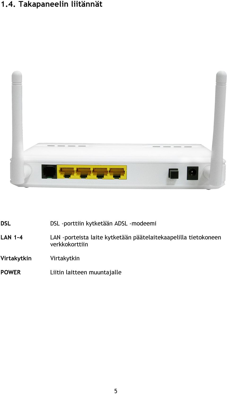 kytketään päätelaitekaapelilla tietokoneen
