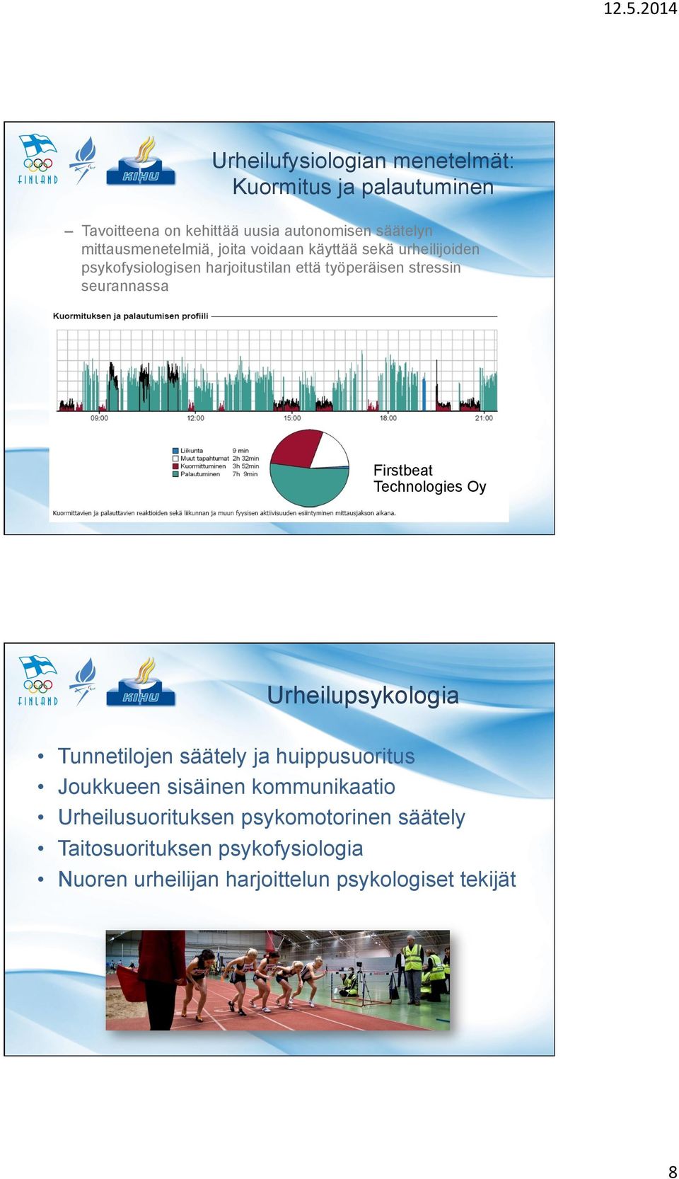 seurannassa Firstbeat Technologies Oy Urheilupsykologia Tunnetilojen säätely ja huippusuoritus Joukkueen sisäinen