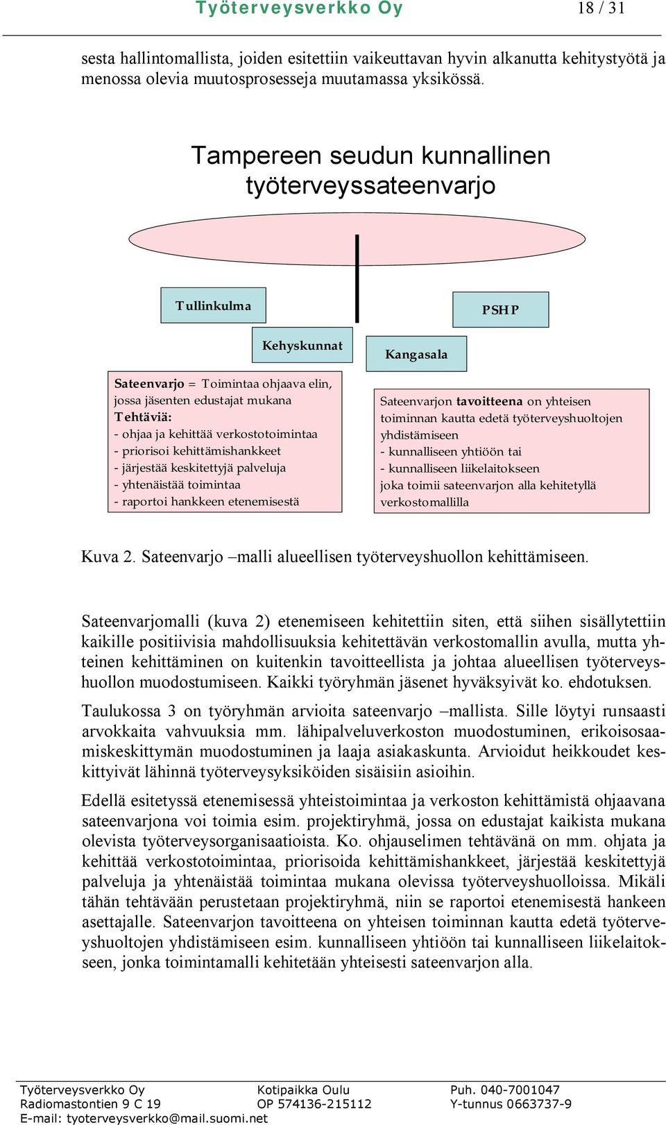 priorisoi kehittämishankkeet järjestää keskitettyjä palveluja yhtenäistää toimintaa raportoi hankkeen etenemisestä Kangasala Sateenvarjon tavoitteena on yhteisen toiminnan kautta edetä