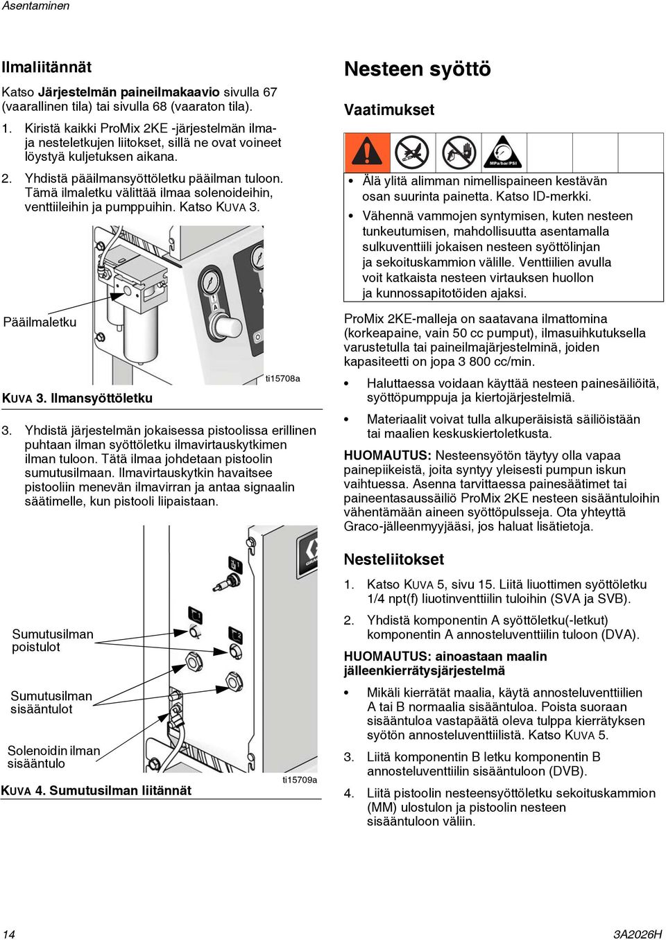 Tämä ilmaletku välittää ilmaa solenoideihin, venttiileihin ja pumppuihin. Katso KUVA. Pääilmaletku KUVA. Ilmansyöttöletku ti708a.