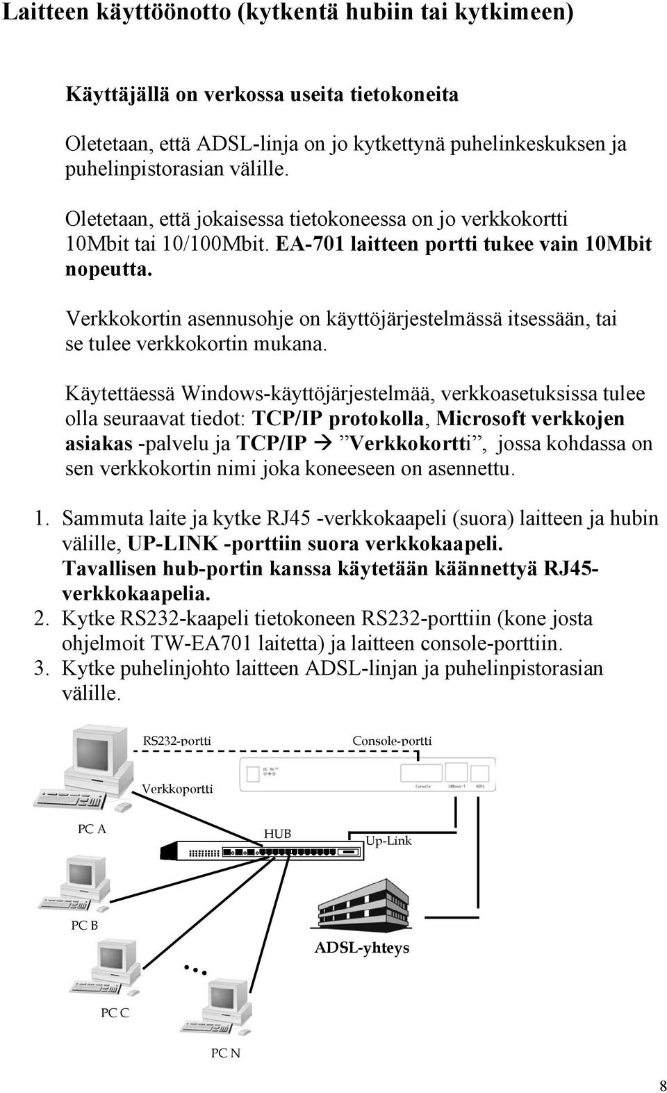 Verkkokortin asennusohje on käyttöjärjestelmässä itsessään, tai se tulee verkkokortin mukana.