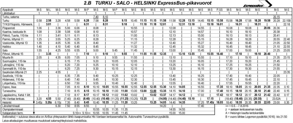 28 19.58 20.28 22.15B TYKS/Yliopisto, Hämeenk. 3.01 6.31 8.31 9.18 11.18 11.18 12.01 12.31 13.18 15.18 16.01 16.31 18.31 22.18 Piispanristi 1.06 3.36 5.06 6.06 8.08 10.55 12.08 14.55 16.08 18.08 20.