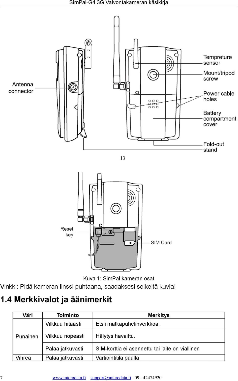 4 Merkkivalot ja äänimerkit Väri Toiminto Merkitys Vilkkuu hitaasti Etsii matkapuhelinverkkoa.