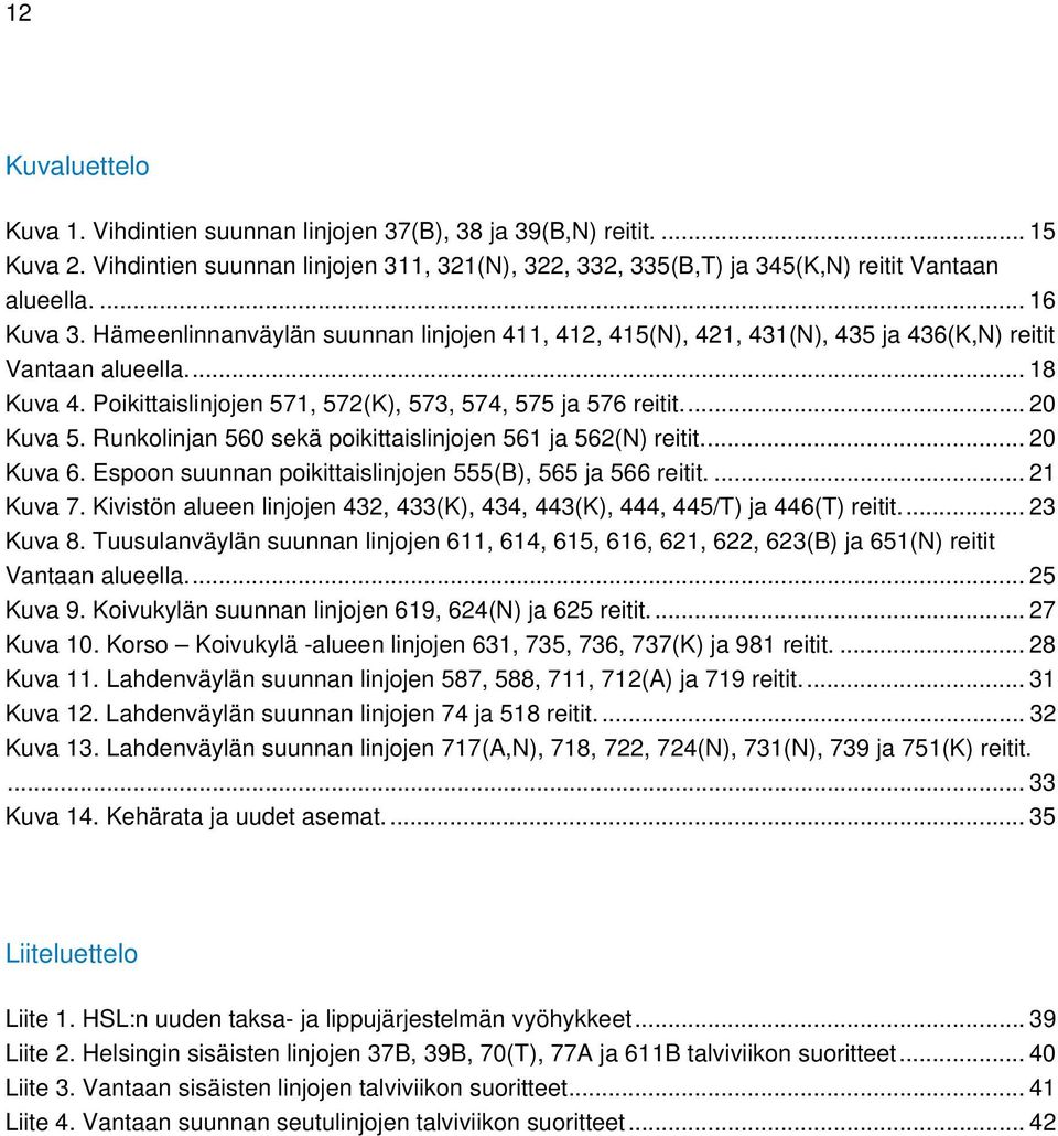 ... 20 Kuva 5. Runkolinjan 560 sekä poikittaislinjojen 561 ja 562(N) reitit.... 20 Kuva 6. Espoon suunnan poikittaislinjojen 555(B), 565 ja 566 reitit.... 21 Kuva 7.