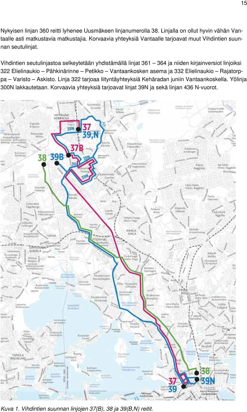 Vihdintien seutulinjastoa selkeytetään yhdistämällä linjat 361 364 ja niiden kirjainversiot linjoiksi 322 Elielinaukio Pähkinärinne Petikko Vantaankosken asema ja