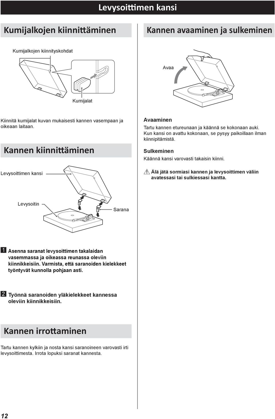 Rubber foot foot Rubber Kumijalat foot s shown s shown in in illustration, illustration, attach attach rubber rubber feet feet to to left s and left shown right and right sides in sides of