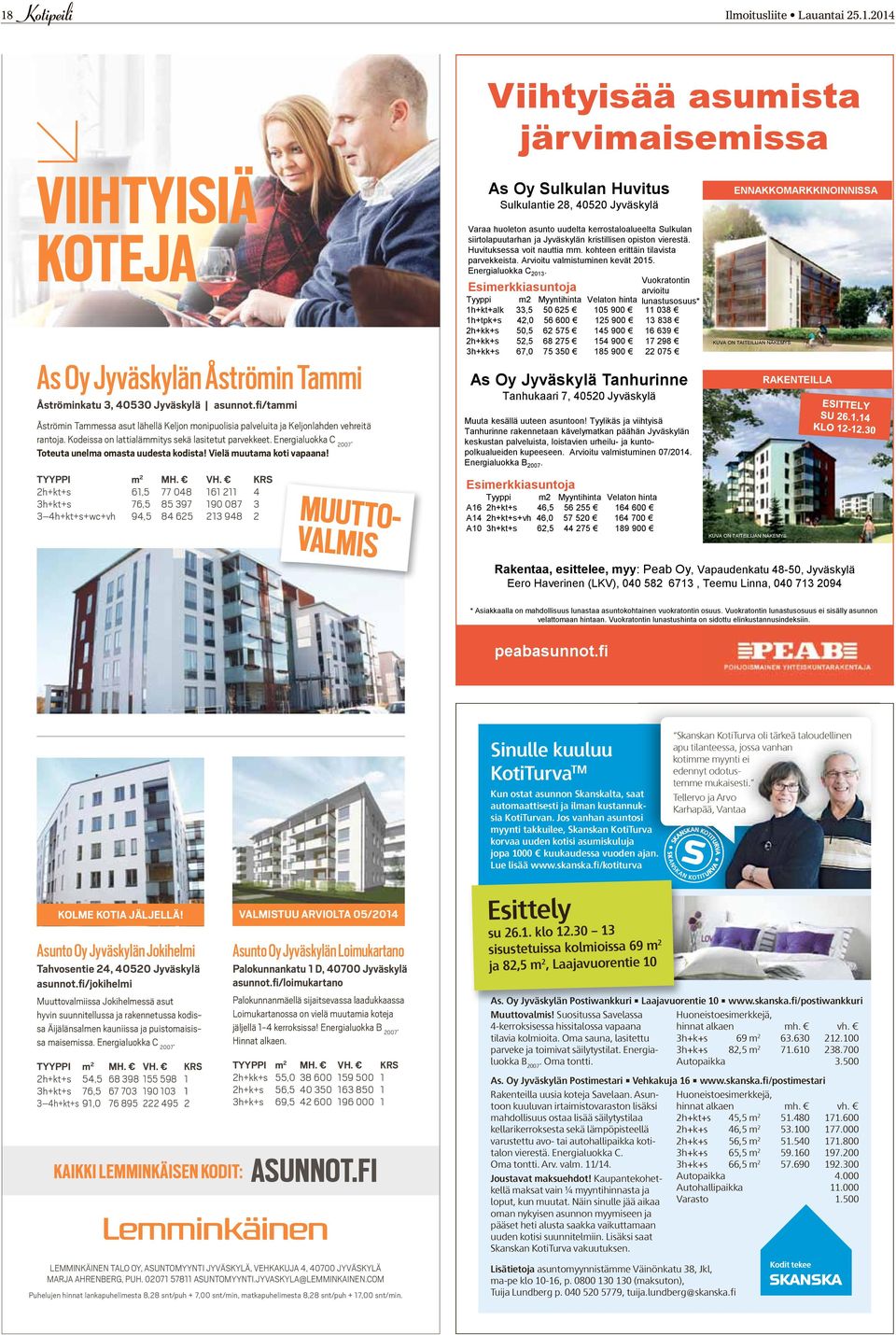 Toteuta unelma omasta uudesta kodista! Vielä muutama koti vapaana! TYYPPI m 2 MH. VH.