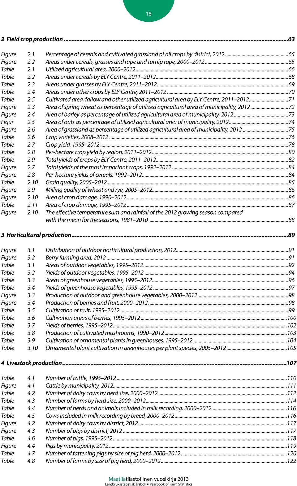 3 Areas under grasses by ELY Centre, 2011 2012...69 Table 2.4 Areas under other crops by ELY Centre, 2011 2012...70 Table 2.