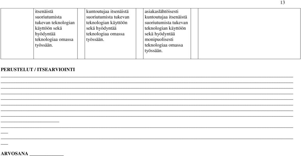 kuntoutujaa itsenäistä suoriutumista tukevan teknologian käyttöön sekä hyödyntää teknologiaa