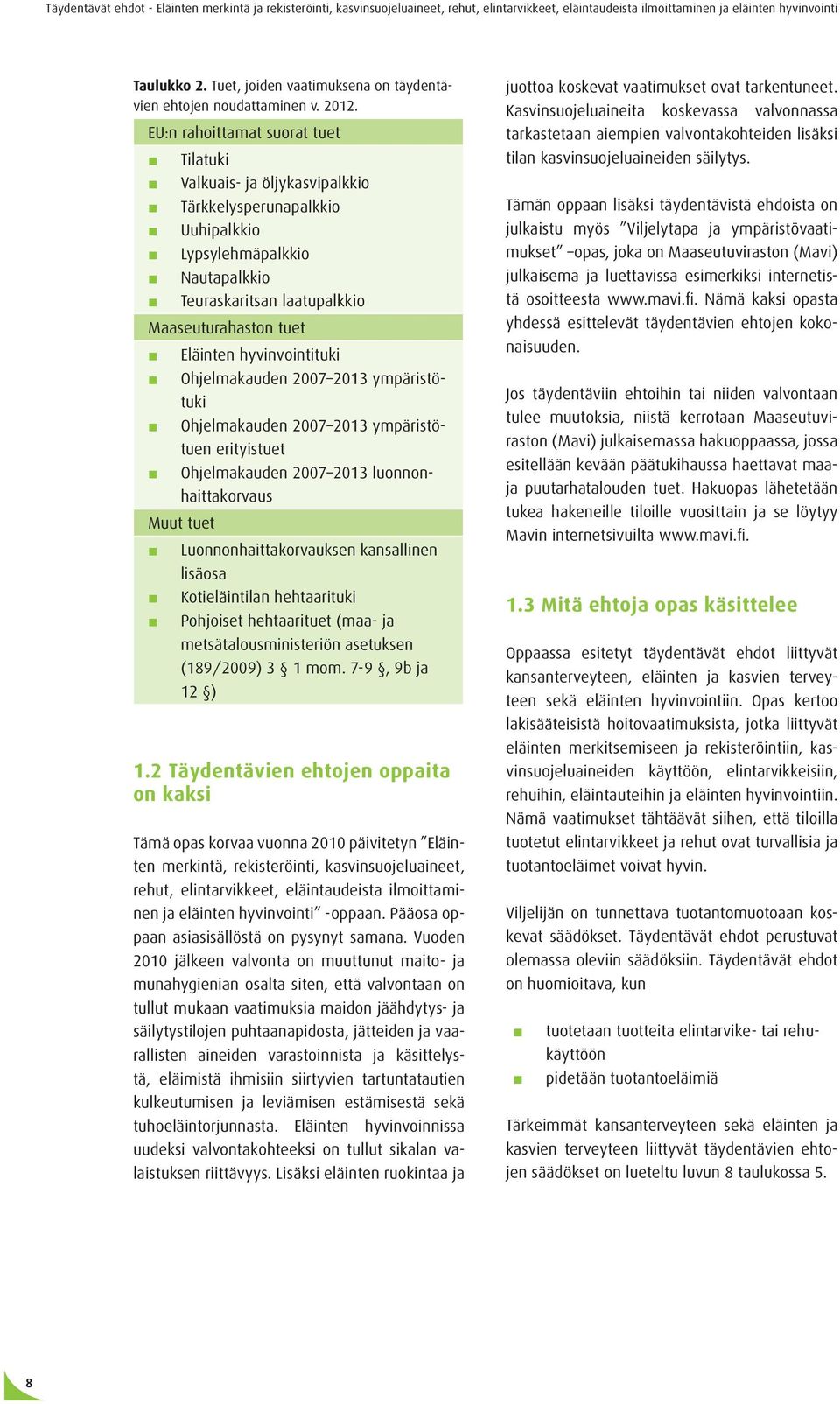 hyvinvointituki Ohjelmakauden 2007 2013 ympäristötuki Ohjelmakauden 2007 2013 ympäristötuen erityistuet Ohjelmakauden 2007 2013 luonnonhaittakorvaus Muut tuet Luonnonhaittakorvauksen kansallinen