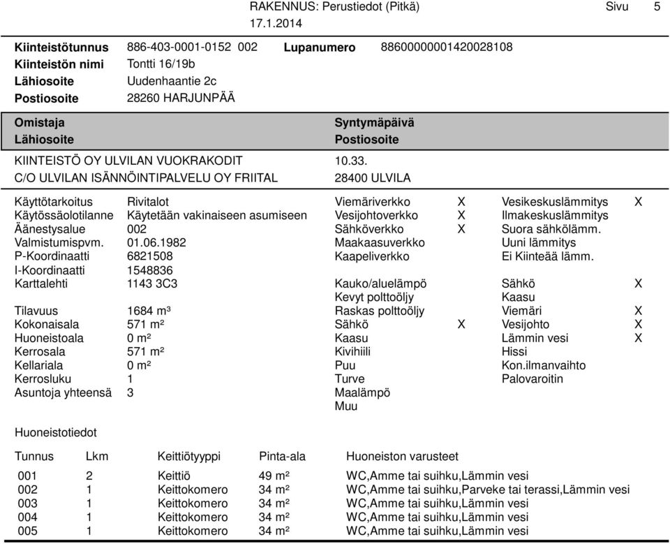 98 6858 I-Koordinaatti 548836 Karttalehti 43 3C3 684 m³ 57 m² 57 m² 3 verkko Keittiö 49 m² WC,Amme tai suihku,