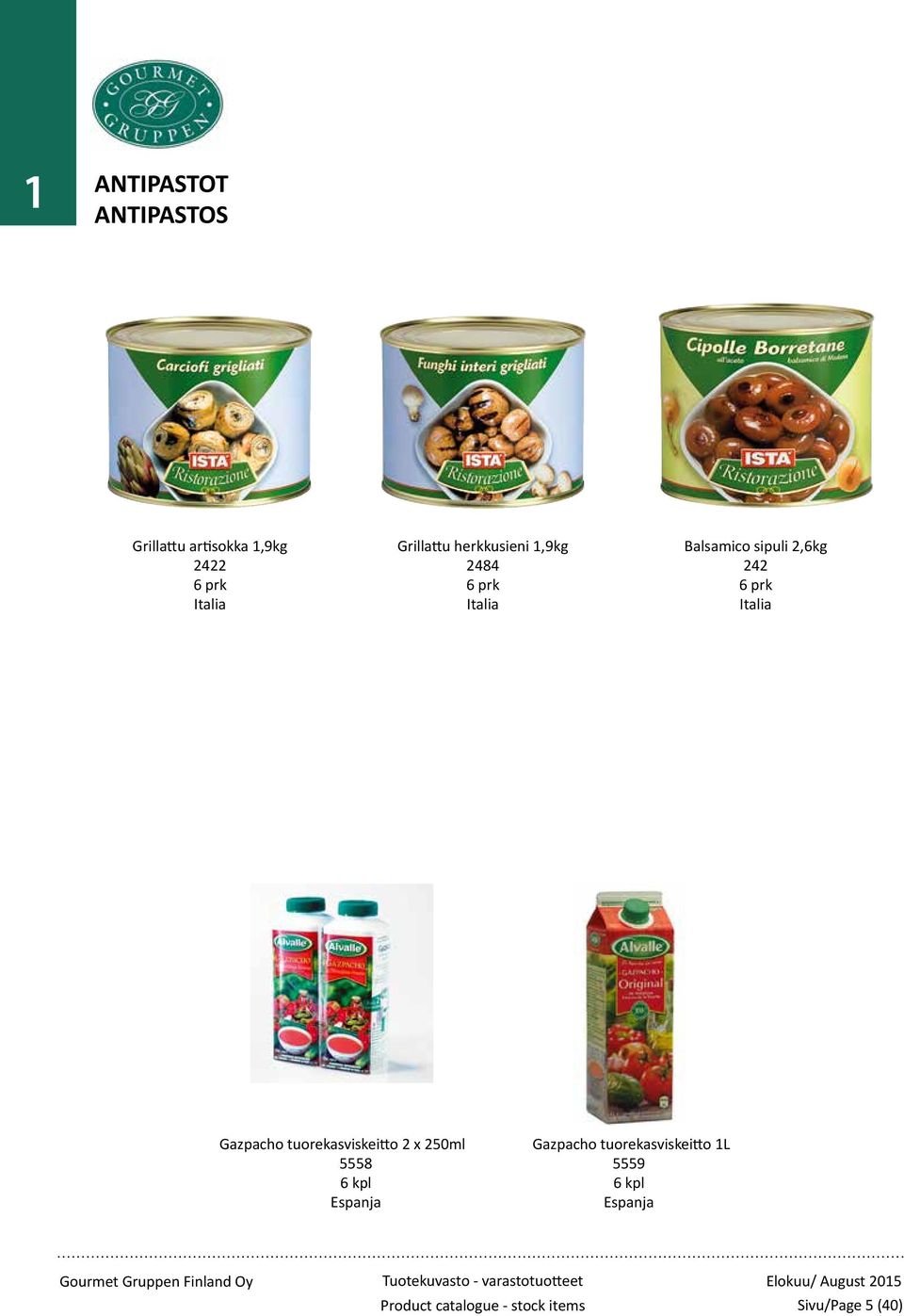 5558 6 kpl Gazpacho tuorekasviskeitto 1L 5559 6 kpl Gourmet Gruppen Finland Oy