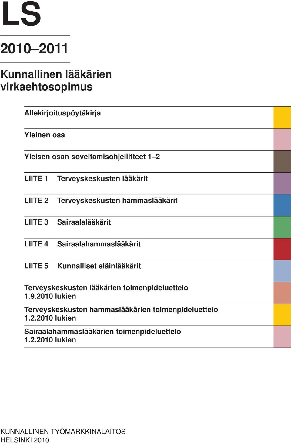 LIITE 5 Kunnalliset eläinlääkärit Terveyskeskusten lääkärien toimenpideluettelo 1.9.