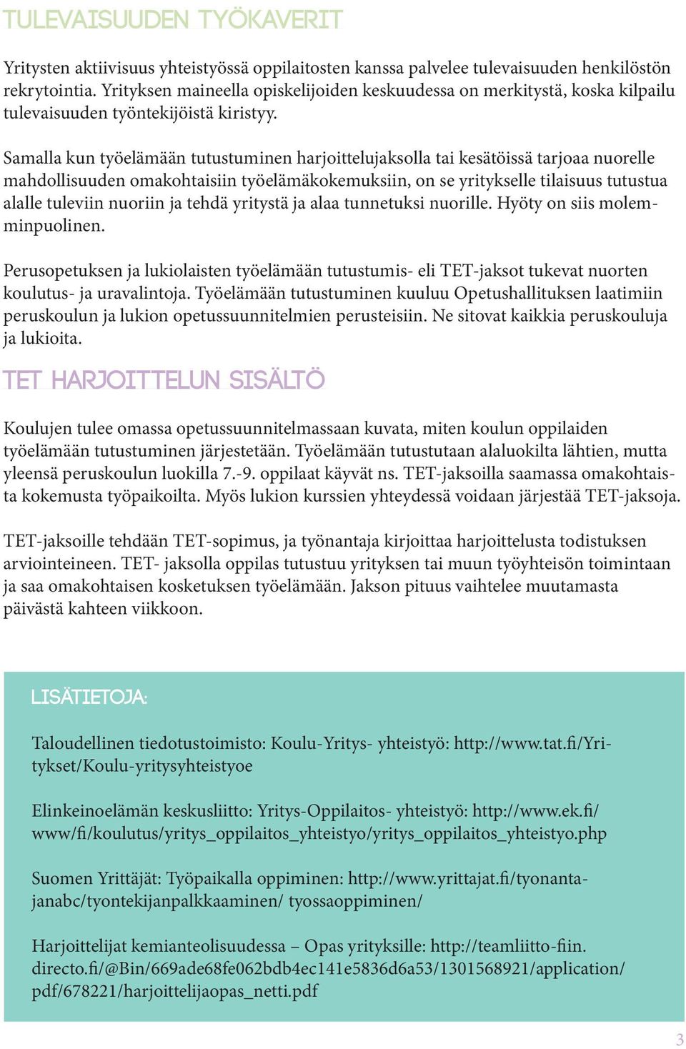 Samalla kun työelämään tutustuminen harjoittelujaksolla tai kesätöissä tarjoaa nuorelle mahdollisuuden omakohtaisiin työelämäkokemuksiin, on se yritykselle tilaisuus tutustua alalle tuleviin nuoriin