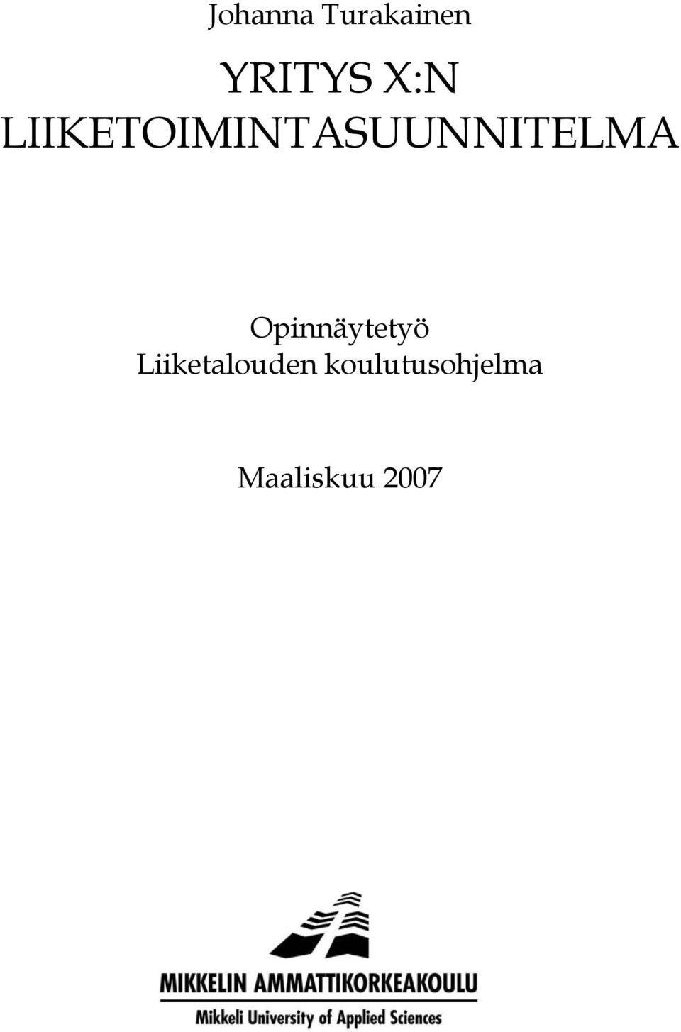 LIIKETOIMINTASUUNNITELMA