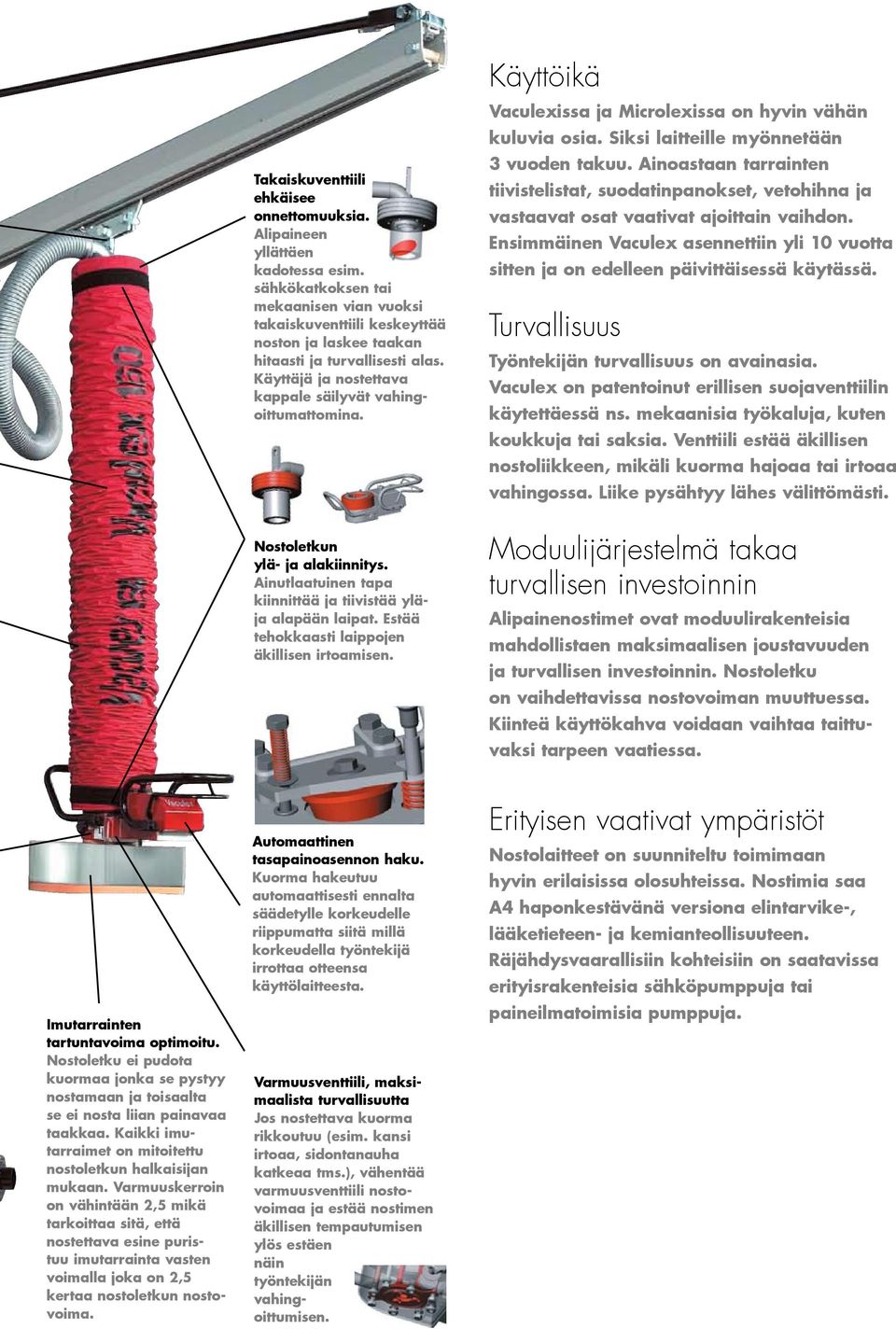 Nostoletkun ylä- ja alakiinnitys. Ainutlaatuinen tapa kiinnittää ja tiivistää yläja alapään laipat. Estää tehokkaasti laippojen äkillisen irtoamisen.