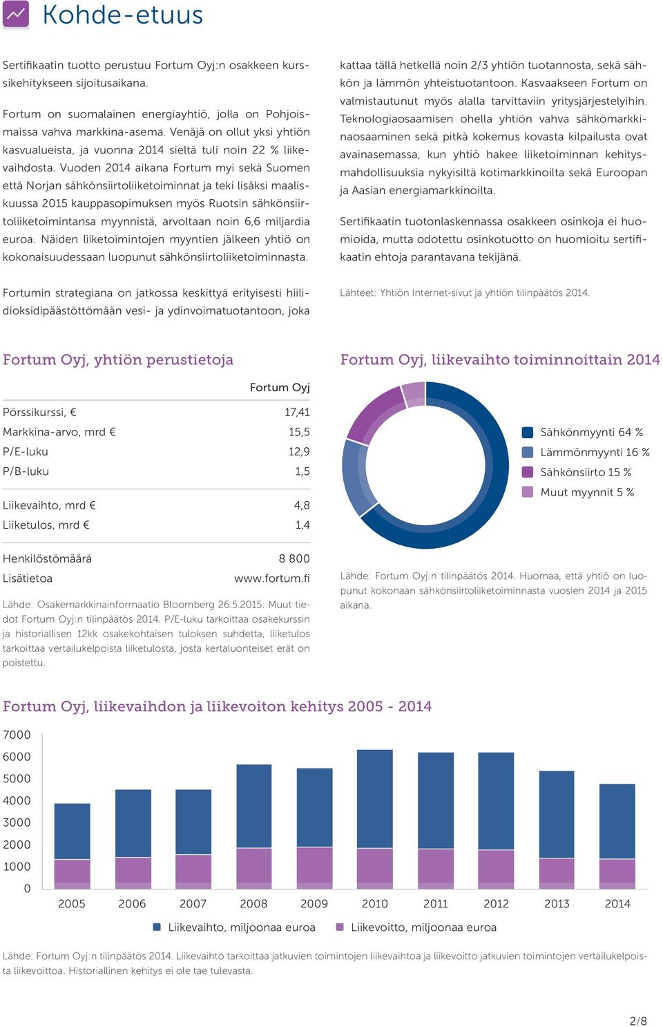 Vuoden 2014 aikana Fortum myi sekä Suomen että Norjan sähkönsiirtoliiketoiminnat ja teki lisäksi maaliskuussa 2015 kauppasopimuksen myös Ruotsin sähkönsiirtoliiketoimintansa myynnistä, arvoltaan noin