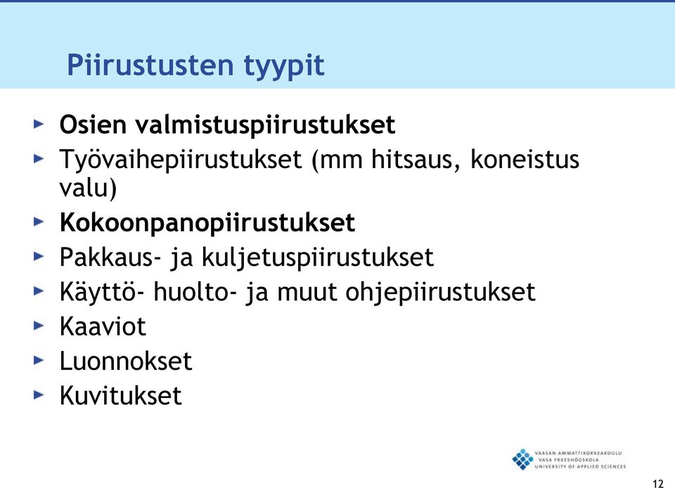 Kokoonpanopiirustukset Pakkaus- ja kuljetuspiirustukset