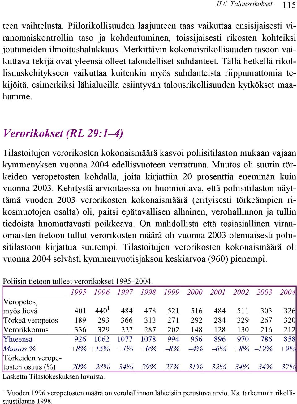 Merkittävin kokonaisrikollisuuden tasoon vaikuttava tekijä ovat yleensä olleet taloudelliset suhdanteet.