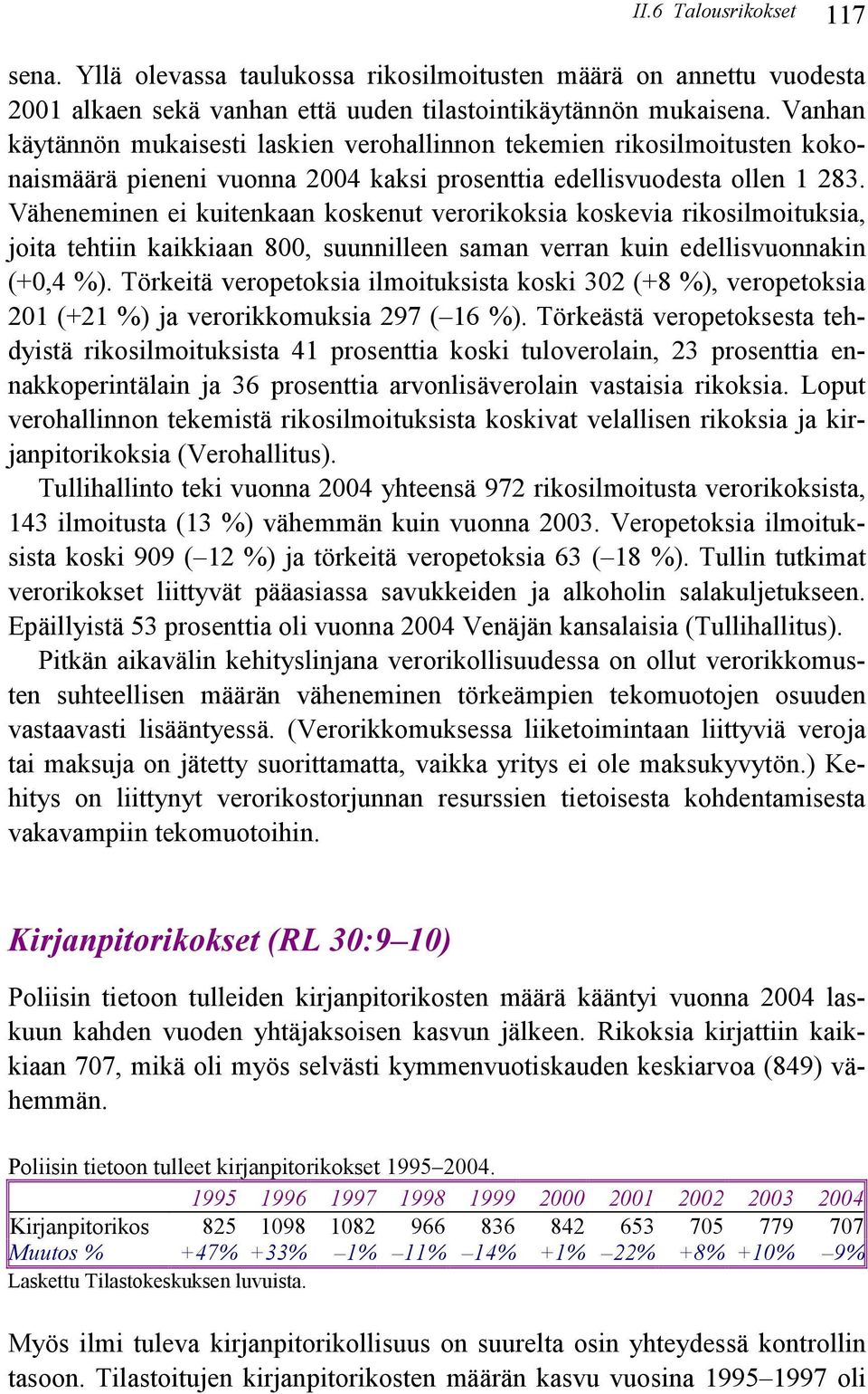 Väheneminen ei kuitenkaan koskenut verorikoksia koskevia rikosilmoituksia, joita tehtiin kaikkiaan 800, suunnilleen saman verran kuin edellisvuonnakin (+0,4 %).