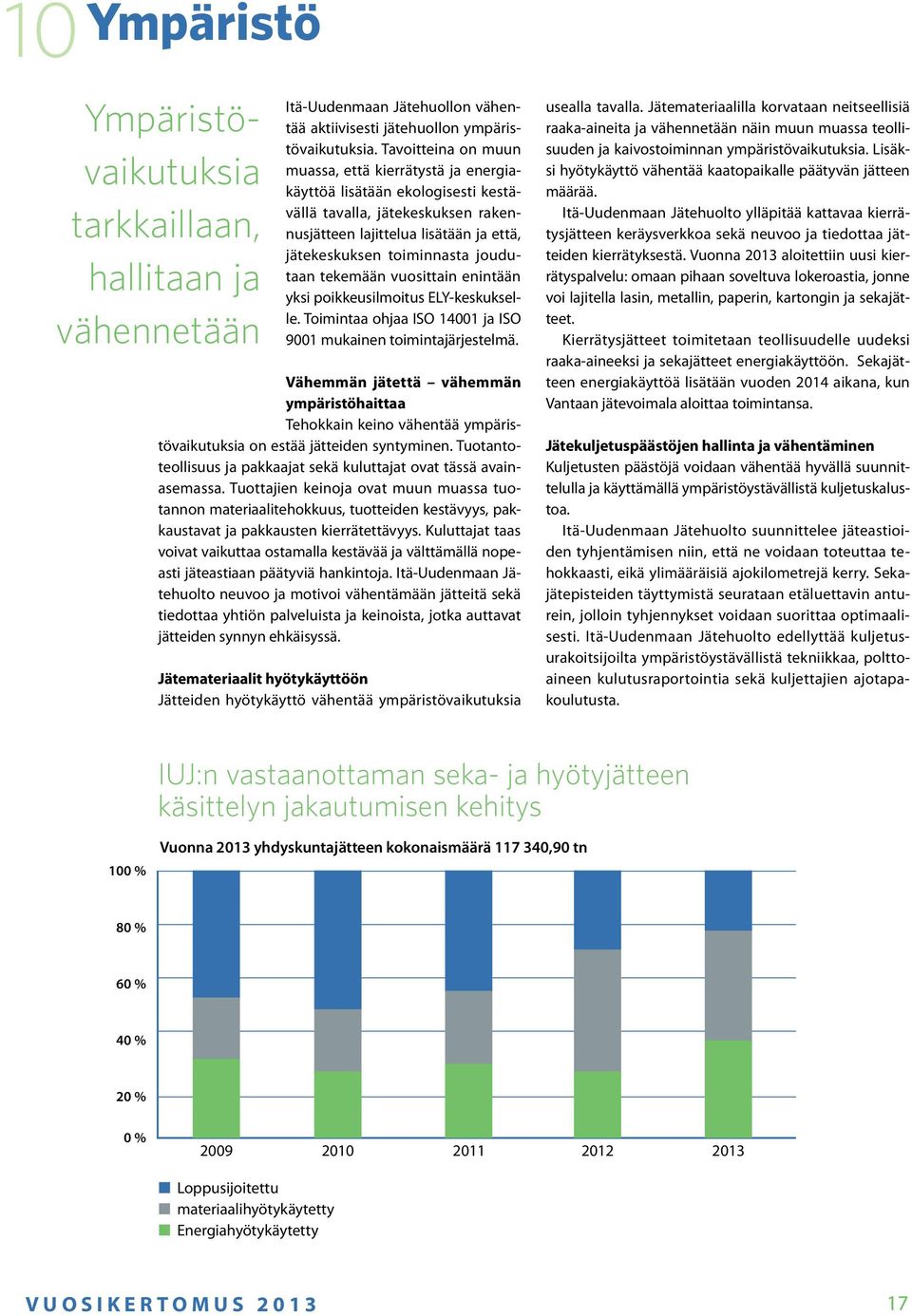 tekemään vuosittain enintään yksi poikkeusilmoitus ELY-keskukselle. Toimintaa ohjaa ISO 14001 ja ISO 9001 mukainen toimintajärjestelmä.