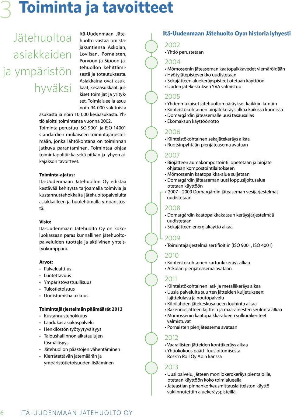 Yhtiö aloitti toimintansa vuonna 2002. Toiminta perustuu ISO 9001 ja ISO 14001 standardien mukaiseen toimintajärjestelmään, jonka lähtökohtana on toiminnan jatkuva parantaminen.