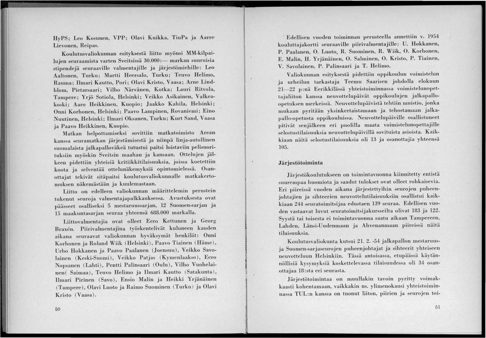 'i Kautto, Pori; Olavi Kristo, Vaasa; Arne Lindblom, Pietarsaari; Vilho Närvänen, Kotka; Lauri Ritvola, Tampere; Yrjö Sotiola, Helsinki; Veikko Asikainen, Valkeakoski; Aaro Heikkinen, Kuopio; Jaakko