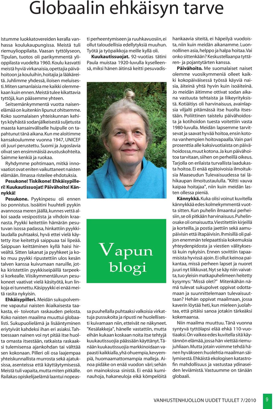 Vaasan tyttölyseon, Tipulan, tuotos oli parikymmentä ylioppilasta vuodelta 1960. Koulu kasvatti meistä hyviä virkanaisia, opettajia päivähoitoon ja kouluihin, hoitajia ja lääkäreitä.