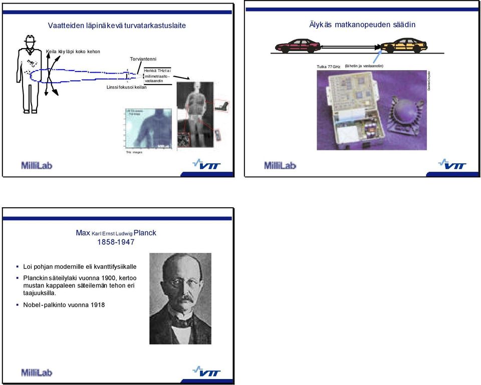 DaimlerChrysler THz images Max Karl Ernst LudwigPlanck 1858-1947 Loi pohjan modernille eli kvanttifysiikalle