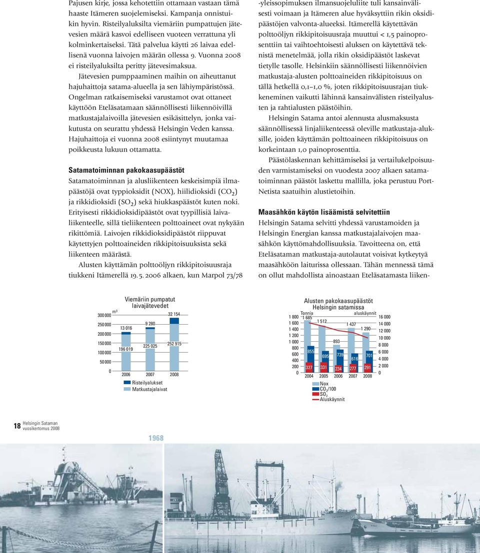 Vuonna 2008 ei risteilyaluksilta peritty jätevesimaksua. Jätevesien pumppaaminen maihin on aiheuttanut hajuhaittoja satama-alueella ja sen lähi ympäristössä.