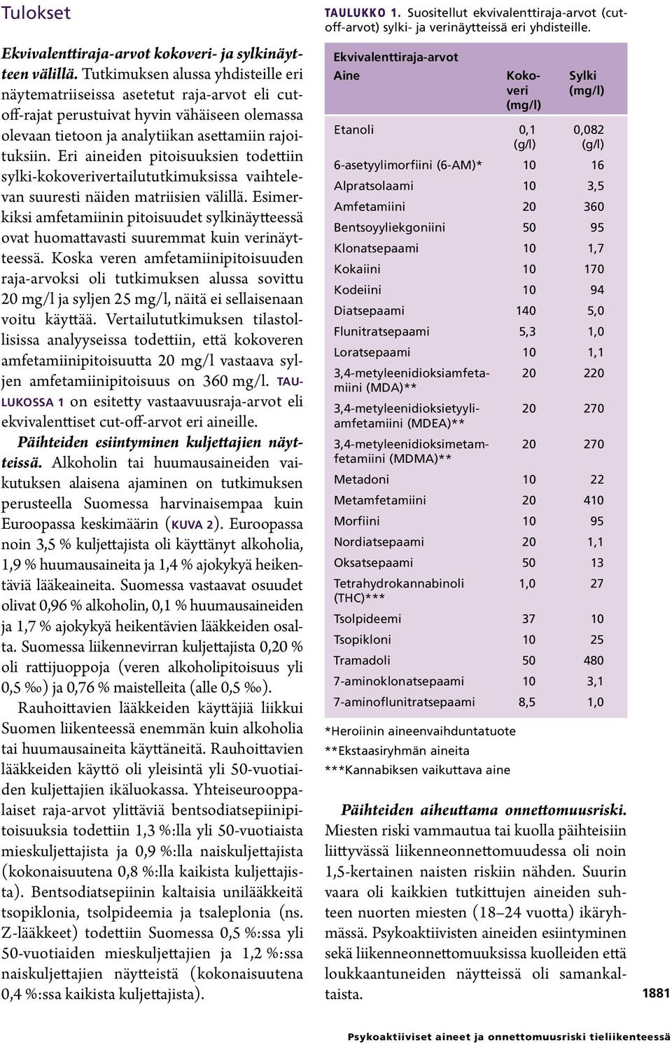 Eri aineiden pitoisuuksien todettiin sylki-kokoverivertailututkimuksissa vaihtelevan suuresti näiden matriisien välillä.