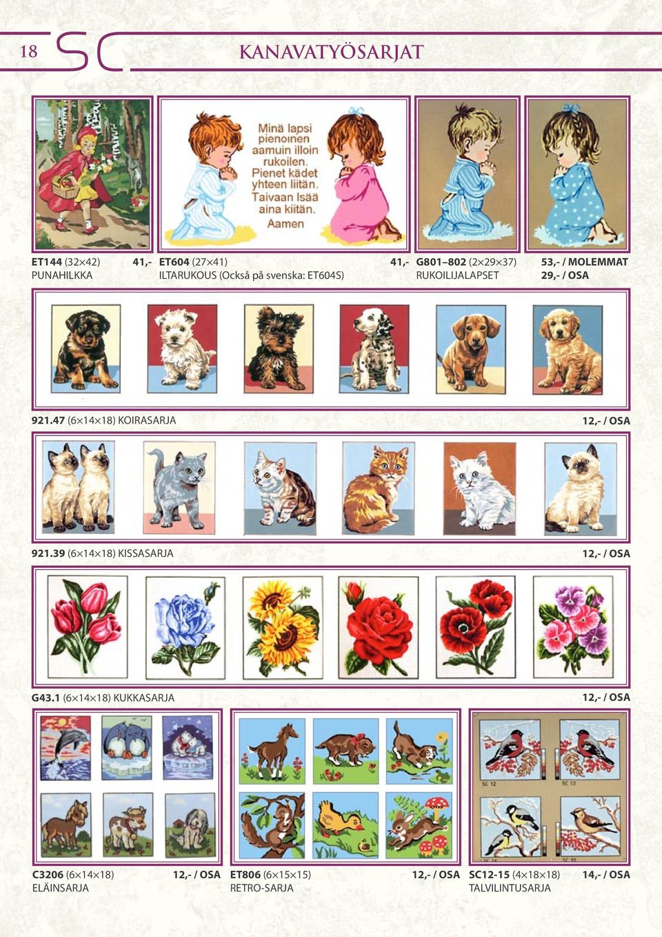 47 (6 14 18) KOIRASARJA 12,- / OSA 921.39 (6 14 18) KISSASARJA 12,- / OSA G43.