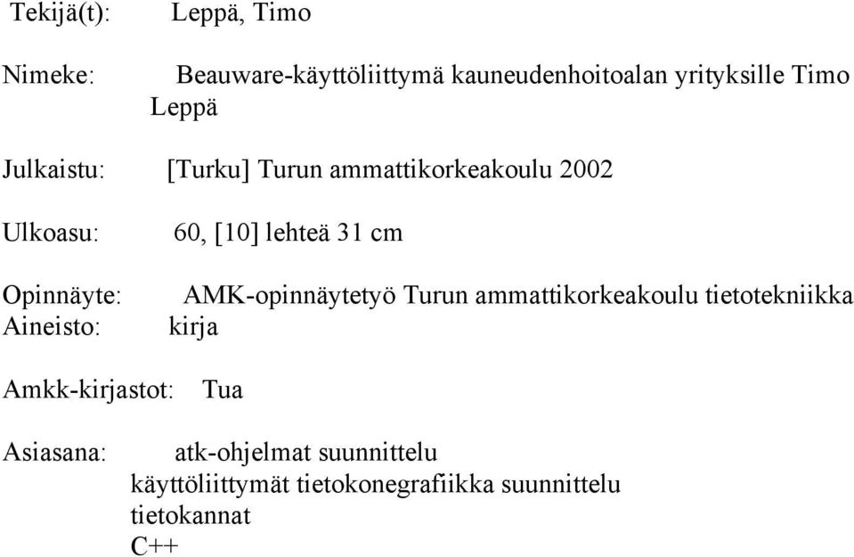 lehteä 31 cm Amkk-stot: Tua atk-ohjelmat