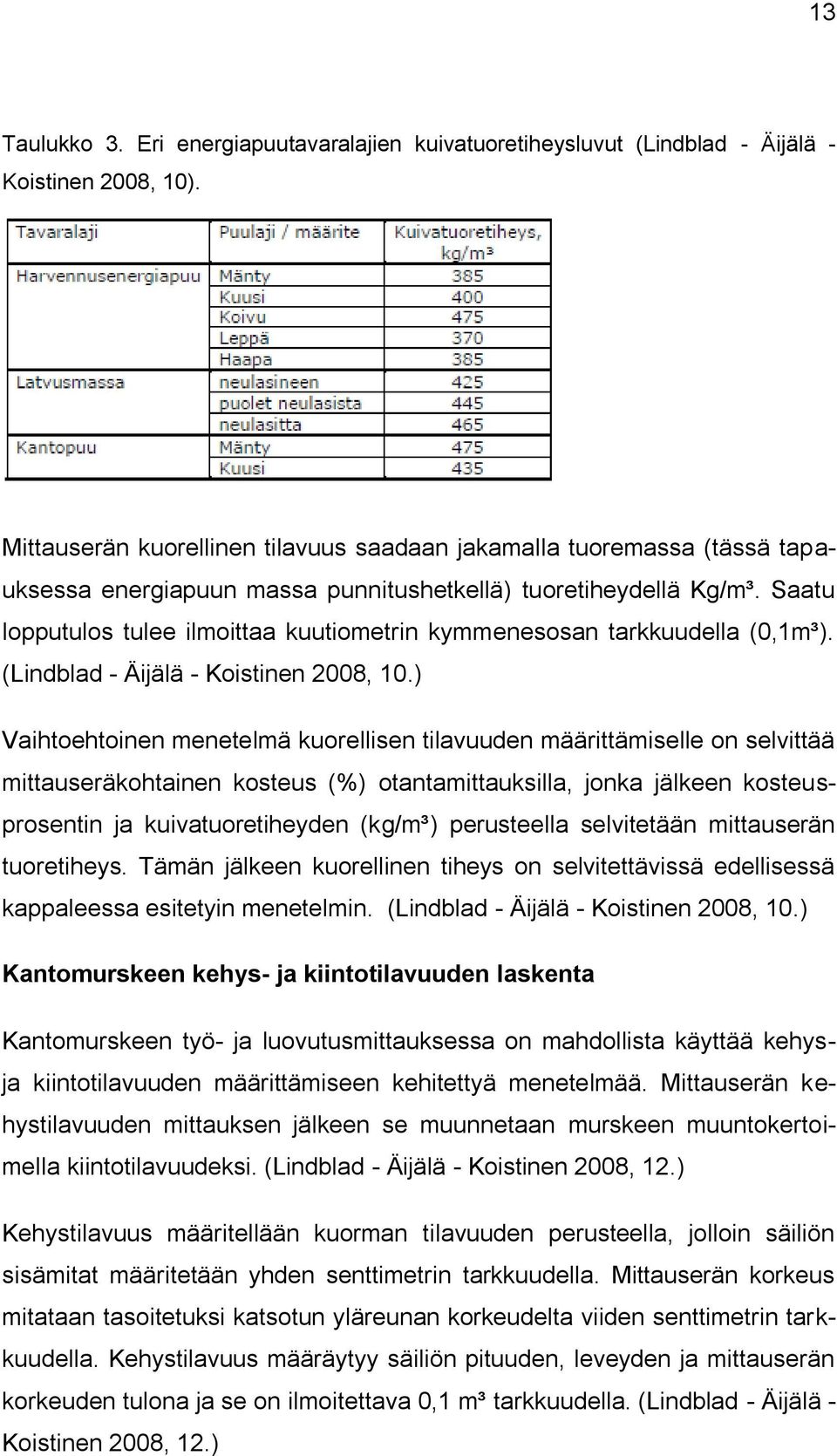 Saatu lopputulos tulee ilmoittaa kuutiometrin kymmenesosan tarkkuudella (0,1m³). (Lindblad - Äijälä - Koistinen 2008, 10.