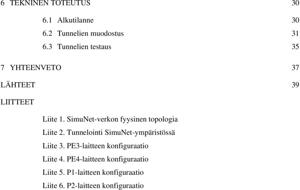 SimuNet-verkon fyysinen topologia Liite 2. Tunnelointi SimuNet-ympäristössä Liite 3.