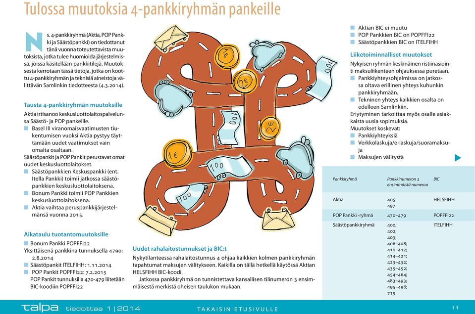 Muutoksesta kerrotaan tässä tietoja, jotka on koottu 4-pankkiryhmän ja teknisiä aineistoja välittävän Samlinkin tiedotteesta (4.3.2014).