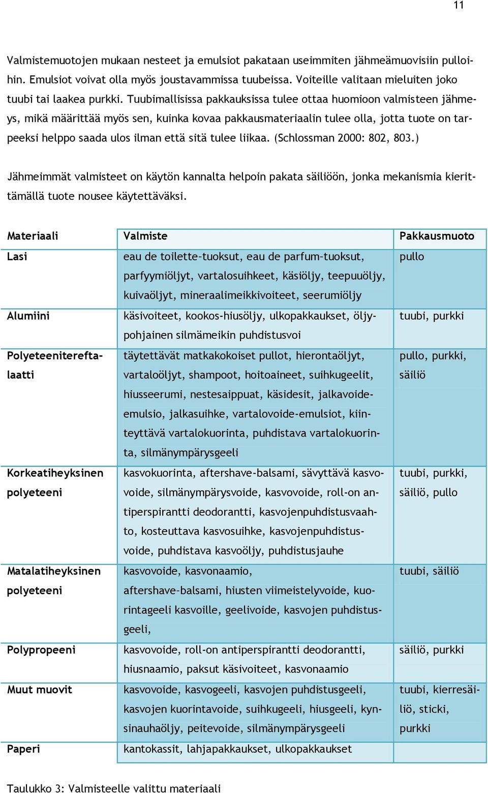 Tuubimallisissa pakkauksissa tulee ottaa huomioon valmisteen jähmeys, mikä määrittää myös sen, kuinka kovaa pakkausmateriaalin tulee olla, jotta tuote on tarpeeksi helppo saada ulos ilman että sitä