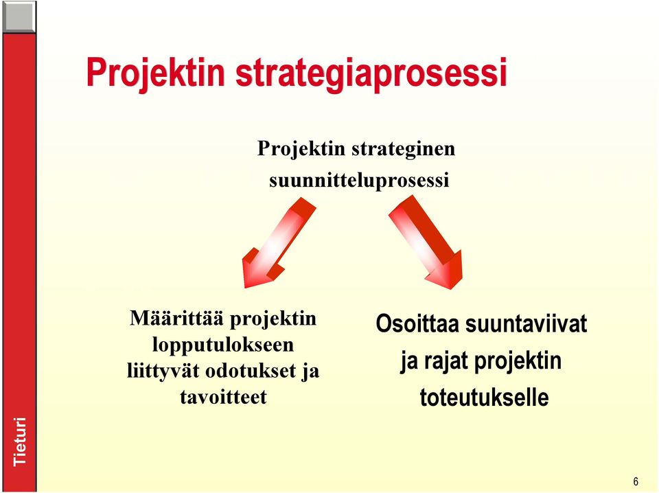 projektin lopputulokseen liittyvät odotukset ja