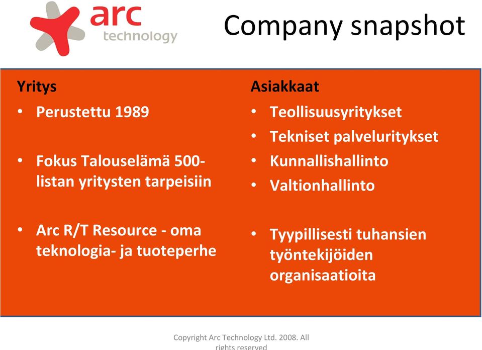 palveluritykset Kunnallishallinto Valtionhallinto Arc R/T Resource