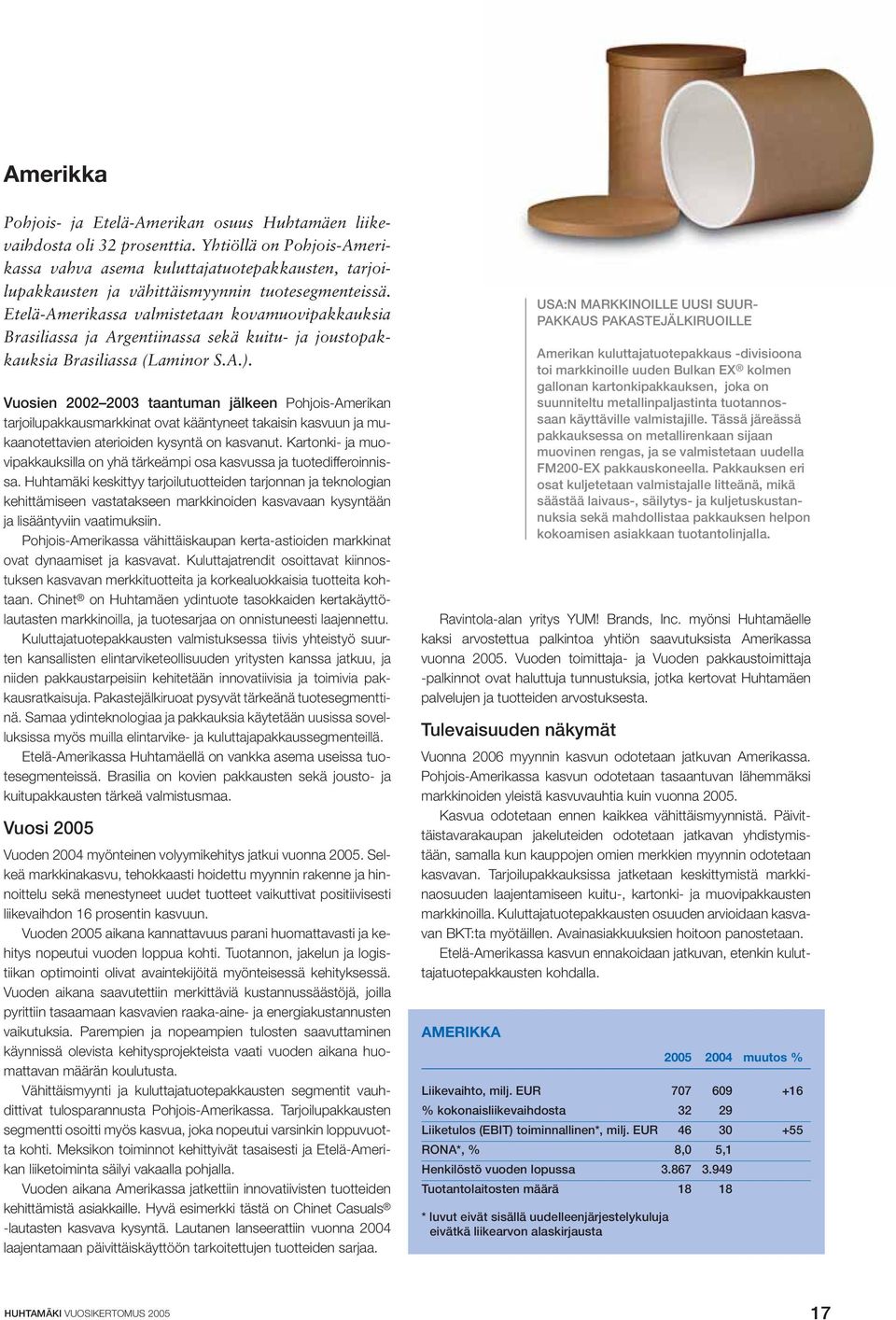 Etelä-Amerikassa valmistetaan kovamuovipakkauksia Brasiliassa ja Argentiinassa sekä kuitu- ja joustopakkauksia Brasiliassa (Laminor S.A.).