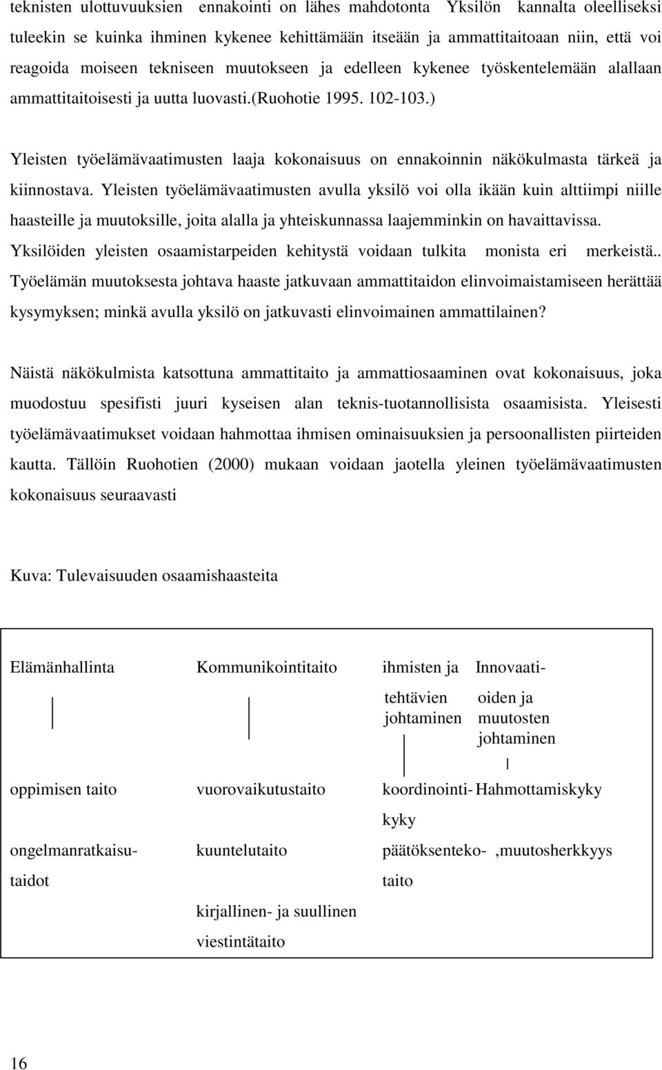 ) Yleisten työelämävaatimusten laaja kokonaisuus on ennakoinnin näkökulmasta tärkeä ja kiinnostava.