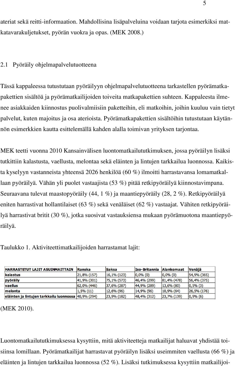 Kappaleesta ilmenee asiakkaiden kiinnostus puolivalmiisiin paketteihin, eli matkoihin, joihin kuuluu vain tietyt palvelut, kuten majoitus ja osa aterioista.