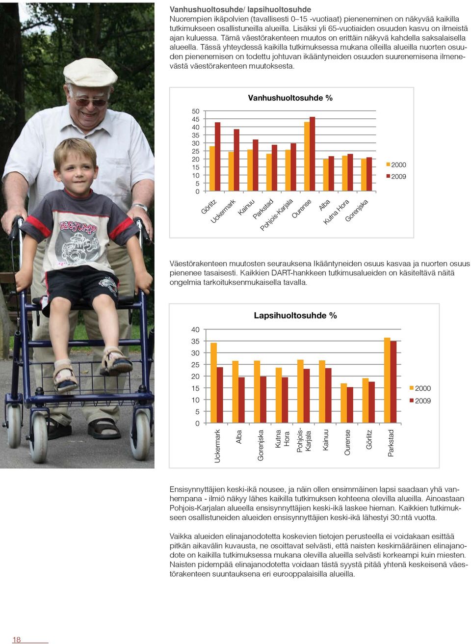 Tässä yhteydessä kaikilla tutkimuksessa mukana olleilla alueilla nuorten osuuden pienenemisen on todettu johtuvan ikääntyneiden osuuden suurenemisena ilmenevästä väestörakenteen muutoksesta.