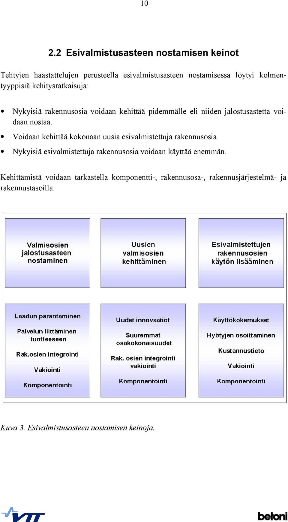 Voidaan kehittää kokonaan uusia esivalmistettuja rakennusosia. Nykyisiä esivalmistettuja rakennusosia voidaan käyttää enemmän.