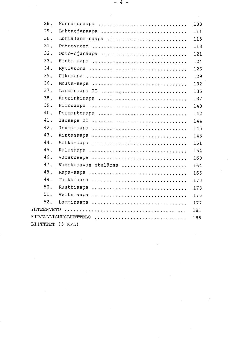 Piiruaapa 14 0 40. Permantoaapa 14 2 41. Isoaapa II 14 4 42. Inuma-aapa 14 5 43. Kintasaapa 14 8 44. Sotka-aapa 15 1 45. Kulusaapa 15 4 46. Vuoskuaapa 16 0 47.