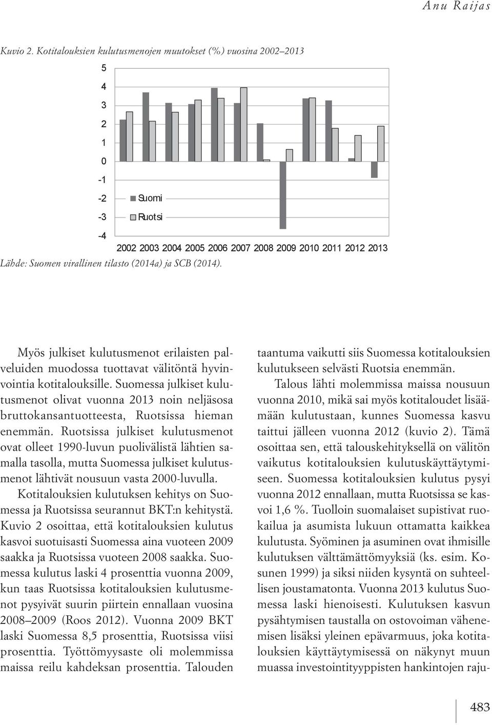 ja SCB (2014). Myös julkiset kulutusmenot erilaisten palveluiden muodossa tuottavat välitöntä hyvinvointia kotitalouksille.