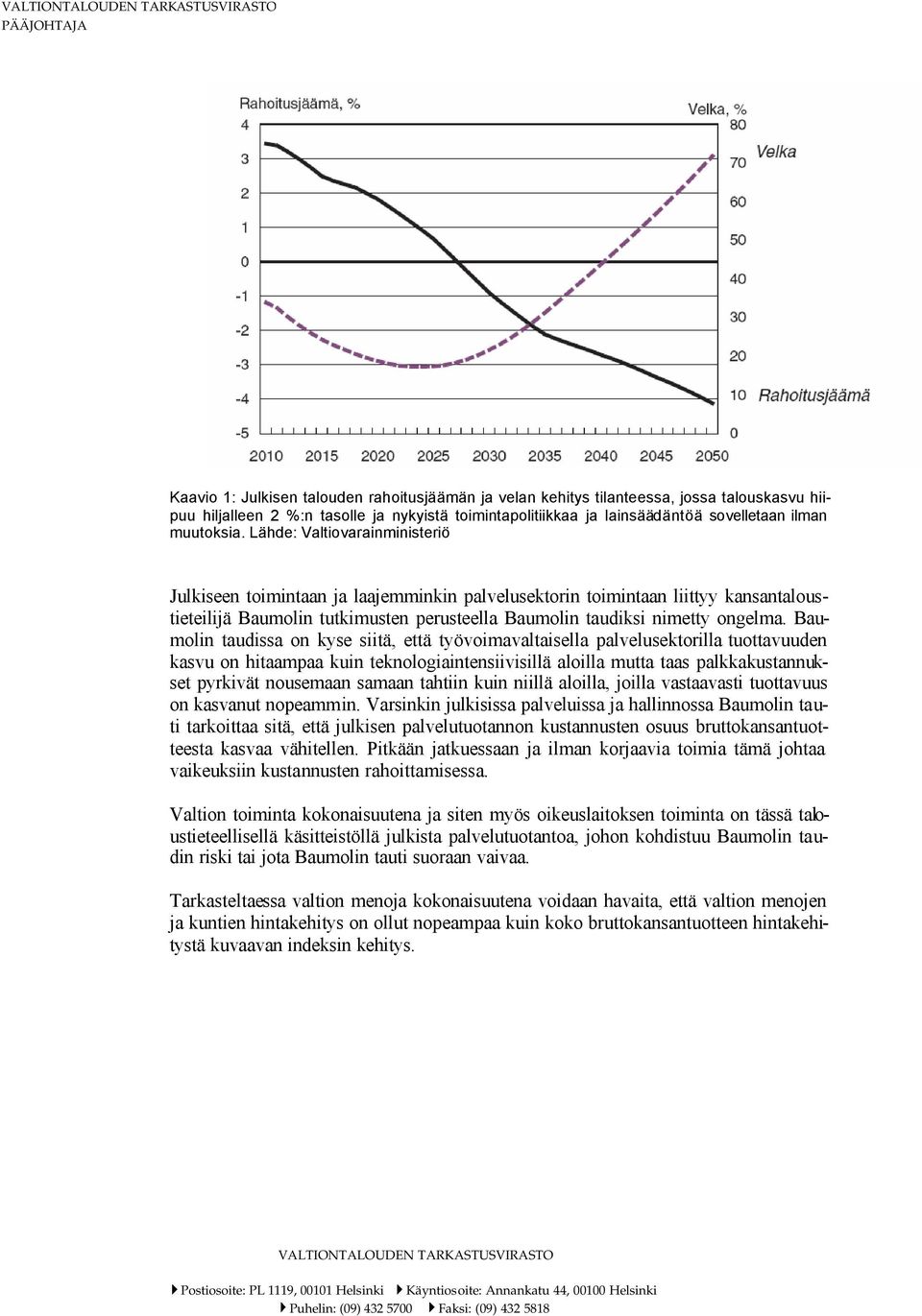 Baumolin taudissa on kyse siitä, että työvoimavaltaisella palvelusektorilla tuottavuuden kasvu on hitaampaa kuin teknologiaintensiivisillä aloilla mutta taas palkkakustannukset pyrkivät nousemaan