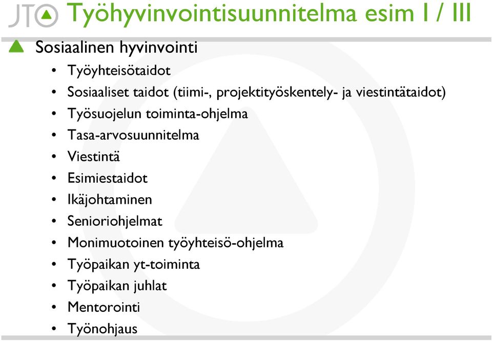 toiminta-ohjelma Tasa-arvosuunnitelma Viestintä Esimiestaidot Ikäjohtaminen