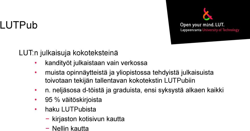 tallentavan kokotekstin LUTPubiin n.